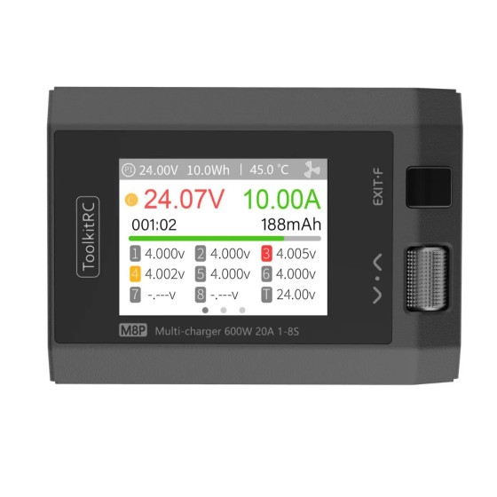 ToolkitRC M8P Charger 600W 20A Higher Power LiHV LiFe 1-8S Watt Meter Multi Function Balance Charger for Drone Parts